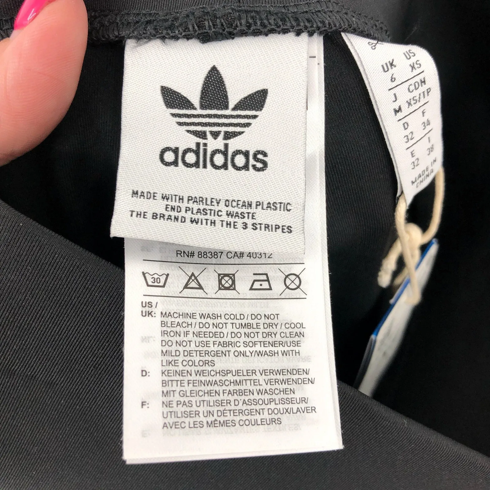 ADIDAS ORIGINALS Women's Adicolor Classics Tonal Leggings XS Black 3-Stripes NWT