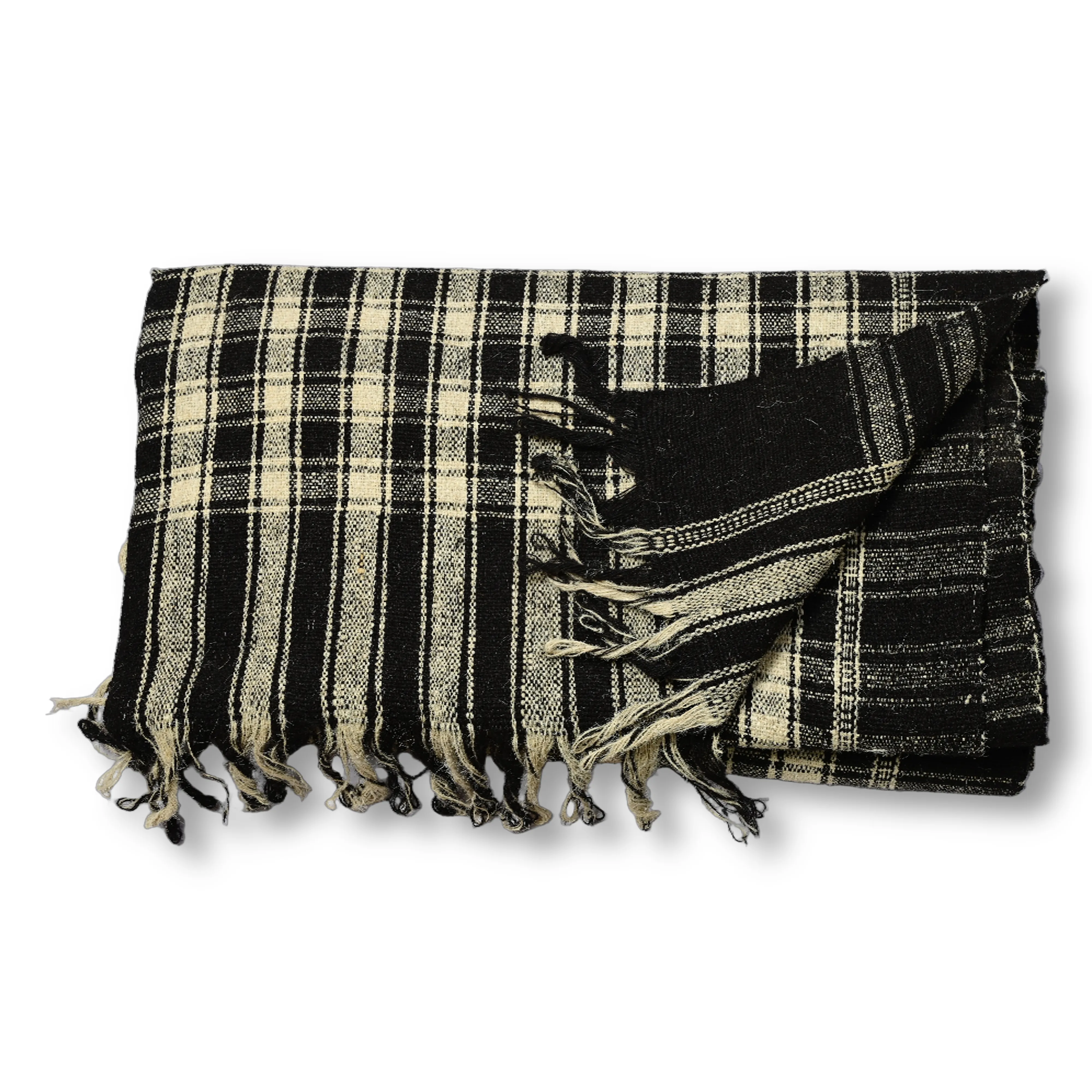AHILYADEVI SHG Big Checks Shawl, Made By Natural Sheep Wool, Traditional Item, Pack Of 1 No, 10ft