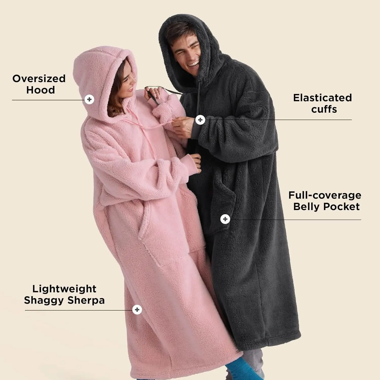 Bedsure Ultra Soft Long Shaggy Sherpa Hooded Blanket