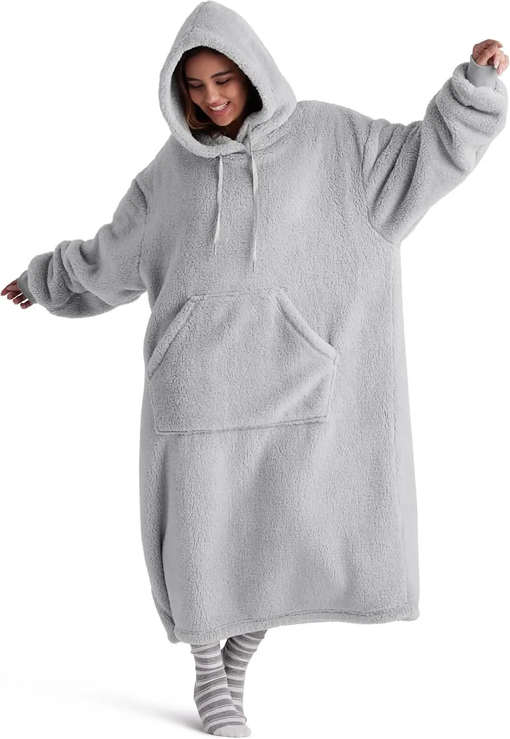 Bedsure Ultra Soft Long Shaggy Sherpa Hooded Blanket