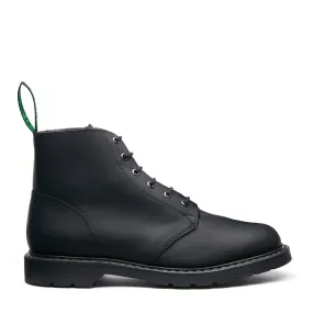 Black Greasy Shearling Lined 6 Eye Astronaut Boot