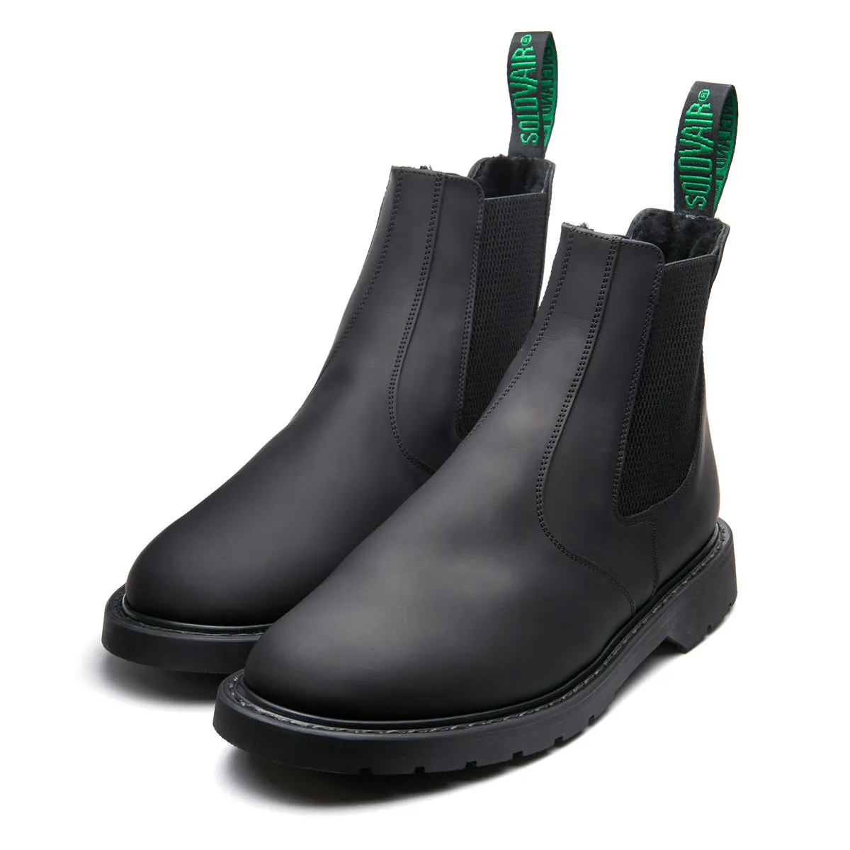 Black Greasy Shearling Lined Dealer Boot