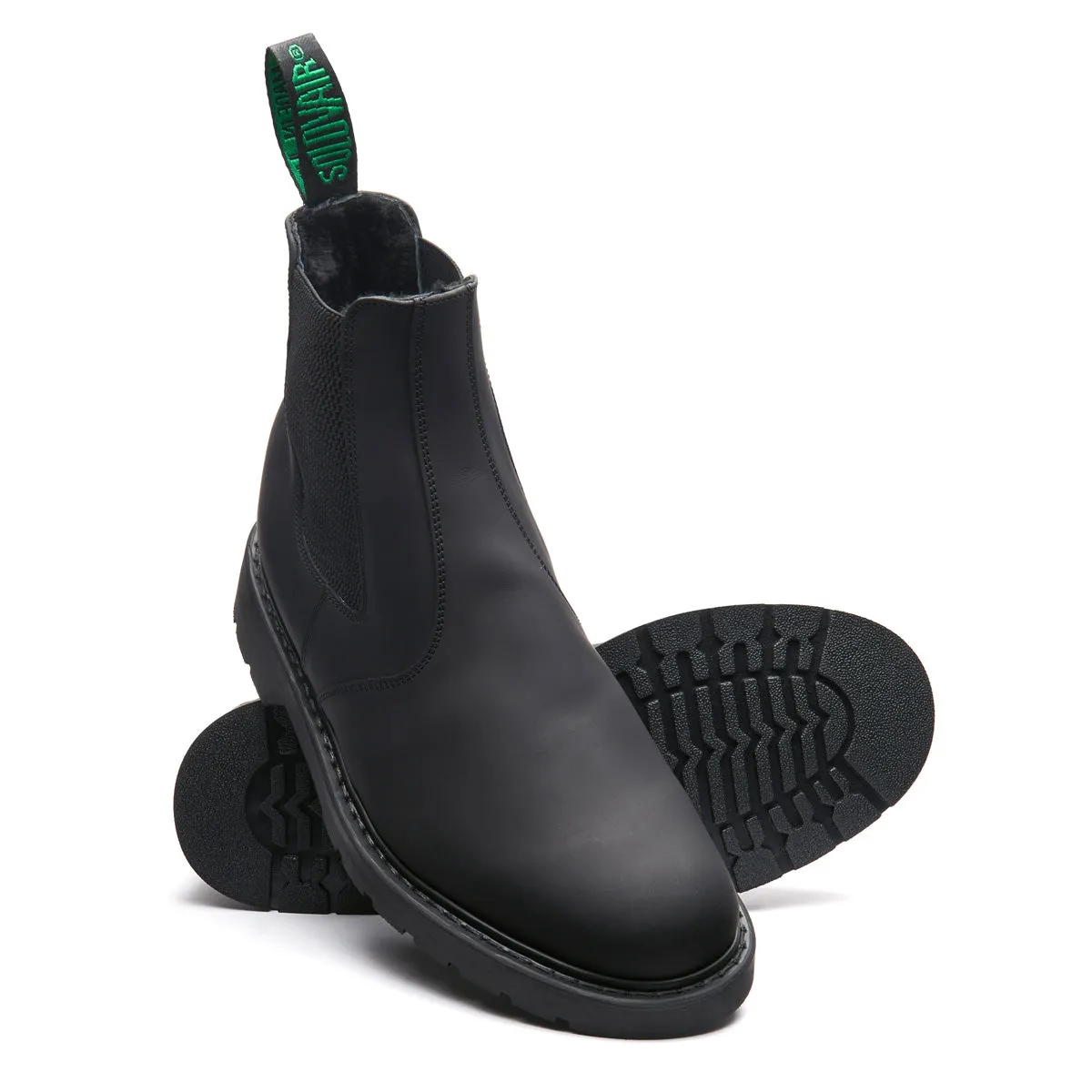 Black Greasy Shearling Lined Dealer Boot