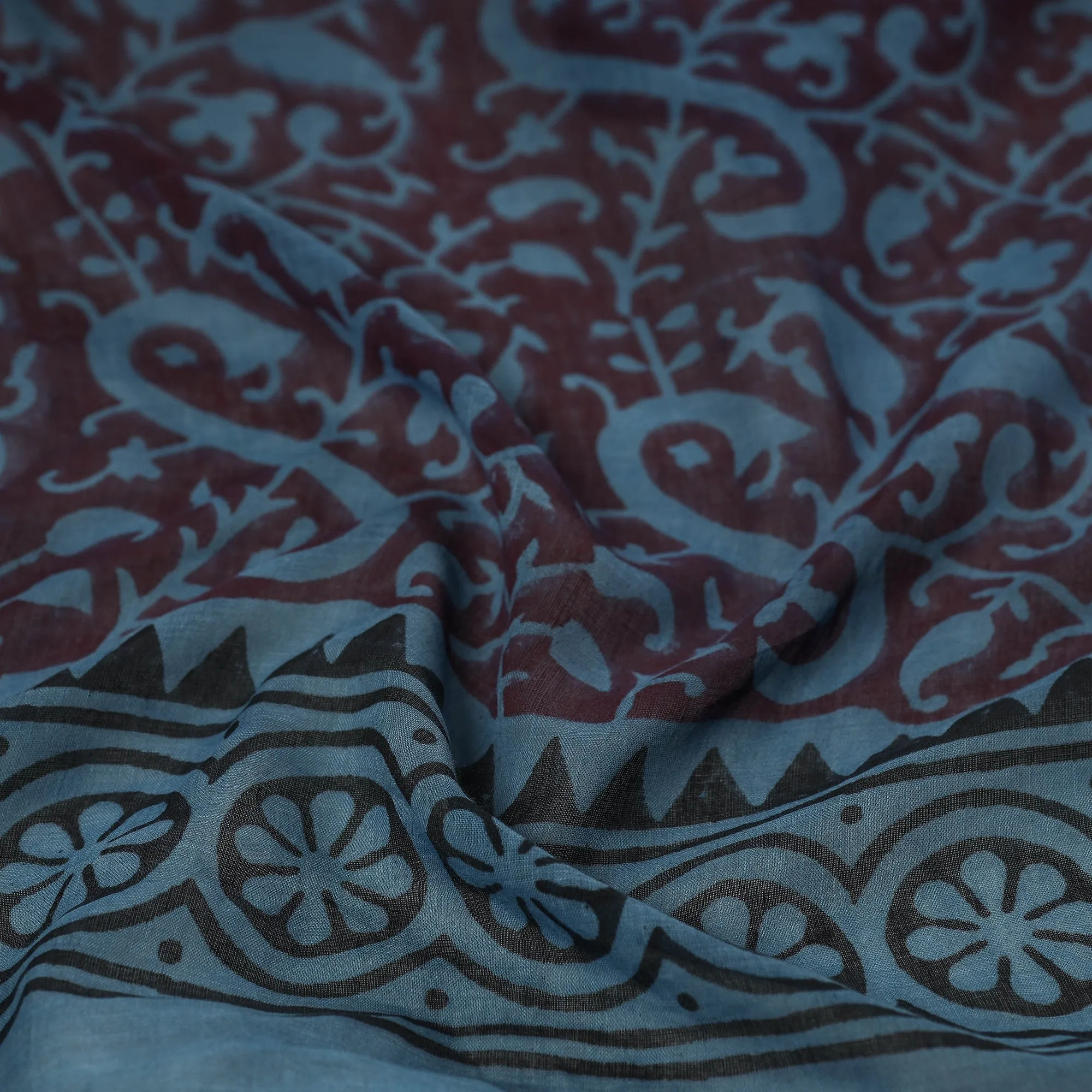 Blue - Bagru Block Printed Mul Cotton Scarf