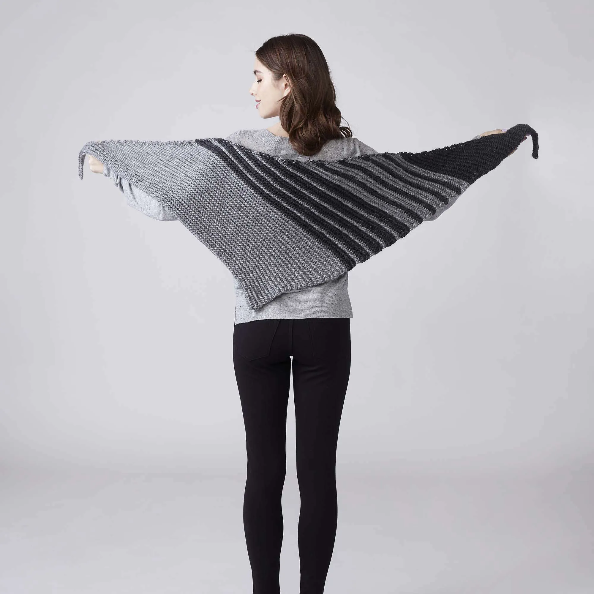 Caron Grays On A Bias Crochet Shawl