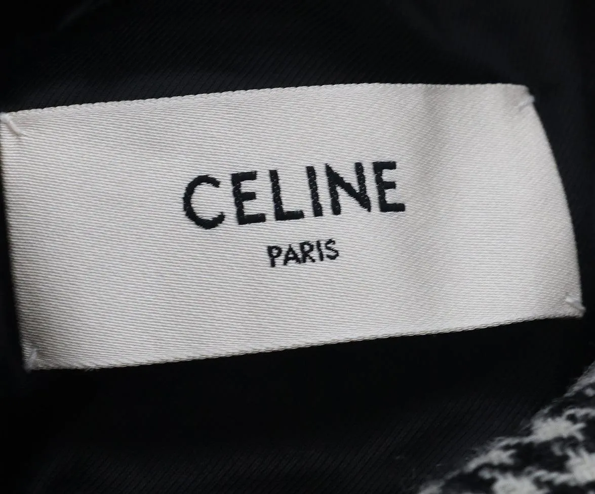 Celine Black & White Houndstooth Wool Coat sz 2