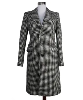 Celine Black & White Houndstooth Wool Coat sz 2