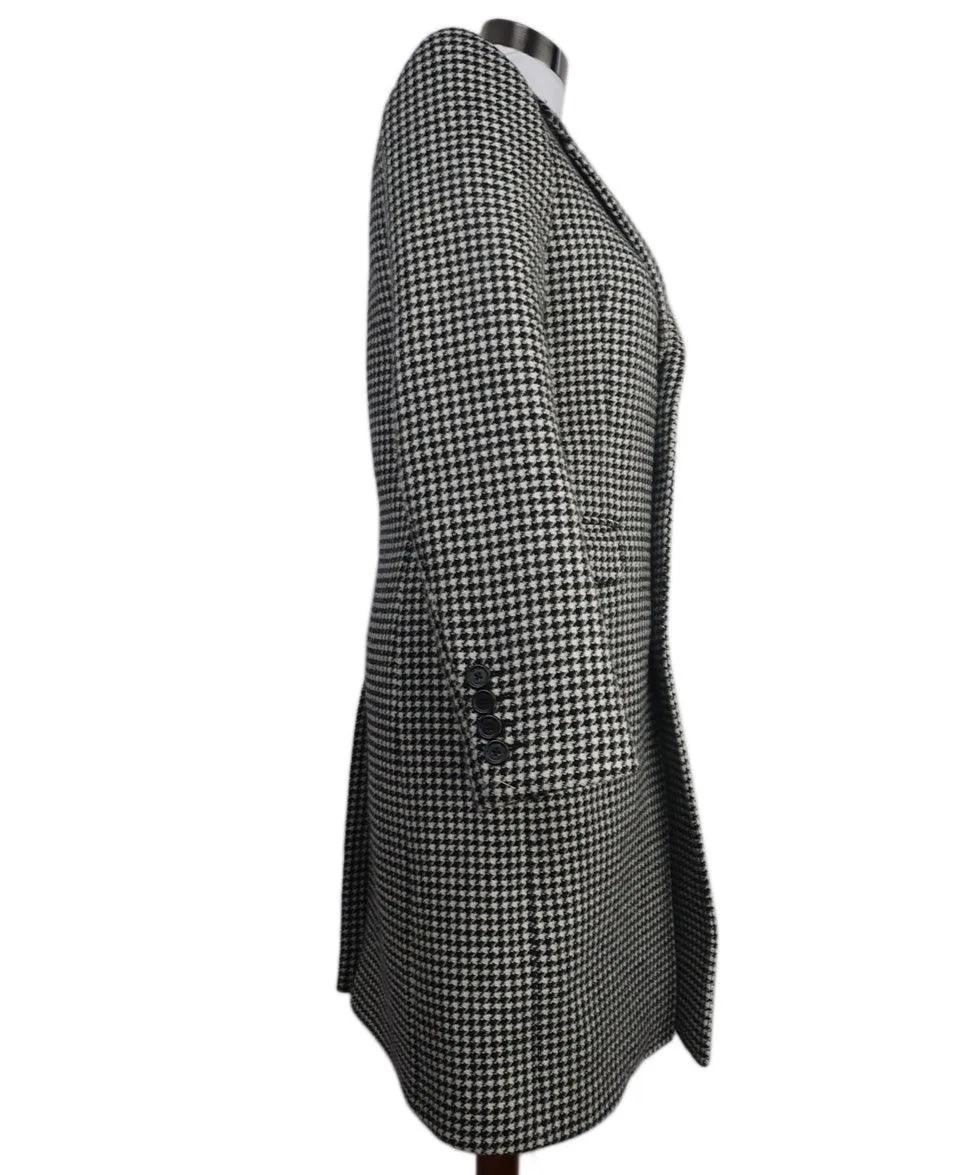Celine Black & White Houndstooth Wool Coat sz 2