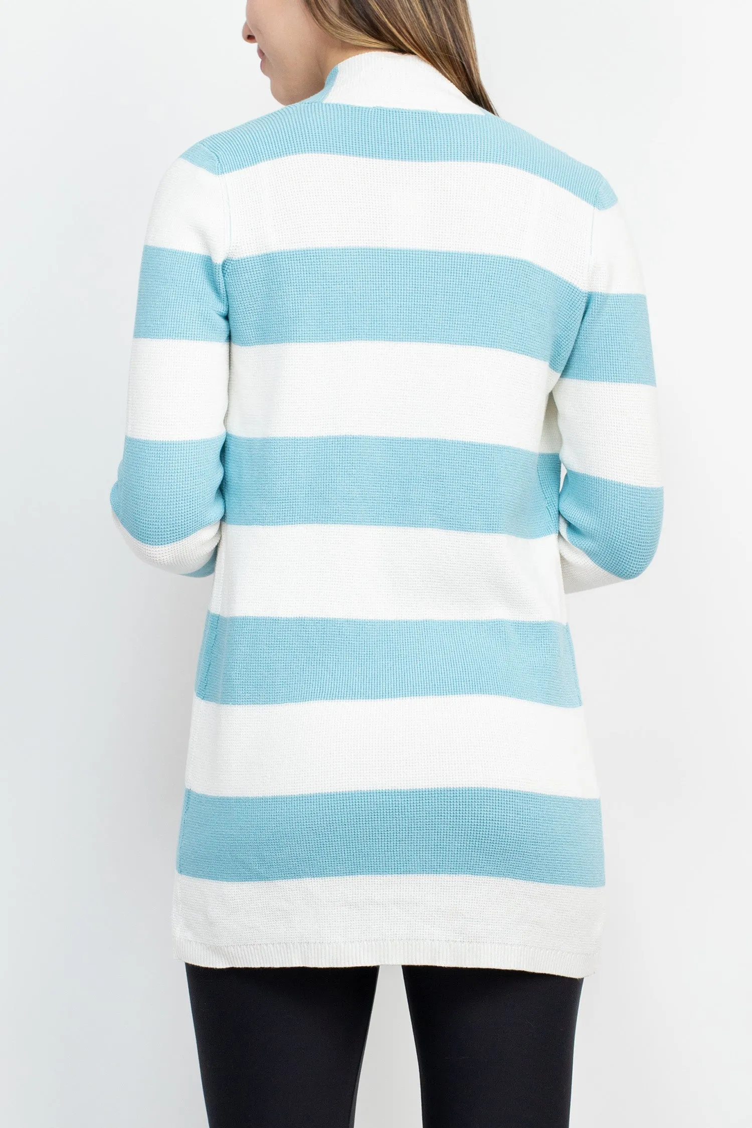 Cyrus Open Front Long Sleeve Stripe Pattern Knit Jacket