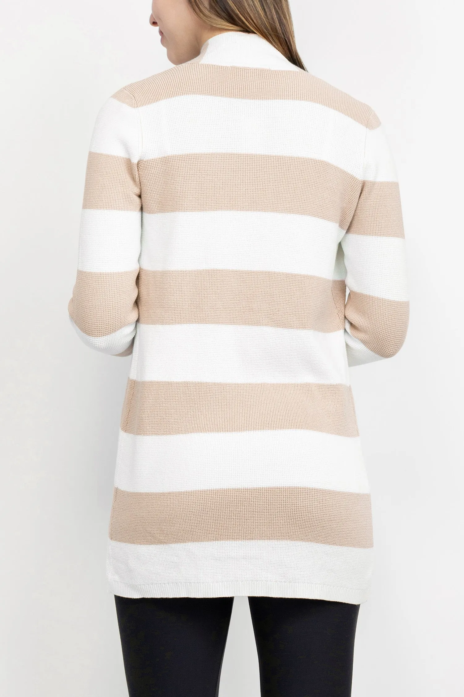 Cyrus Open Front Long Sleeve Stripe Pattern Knit Jacket