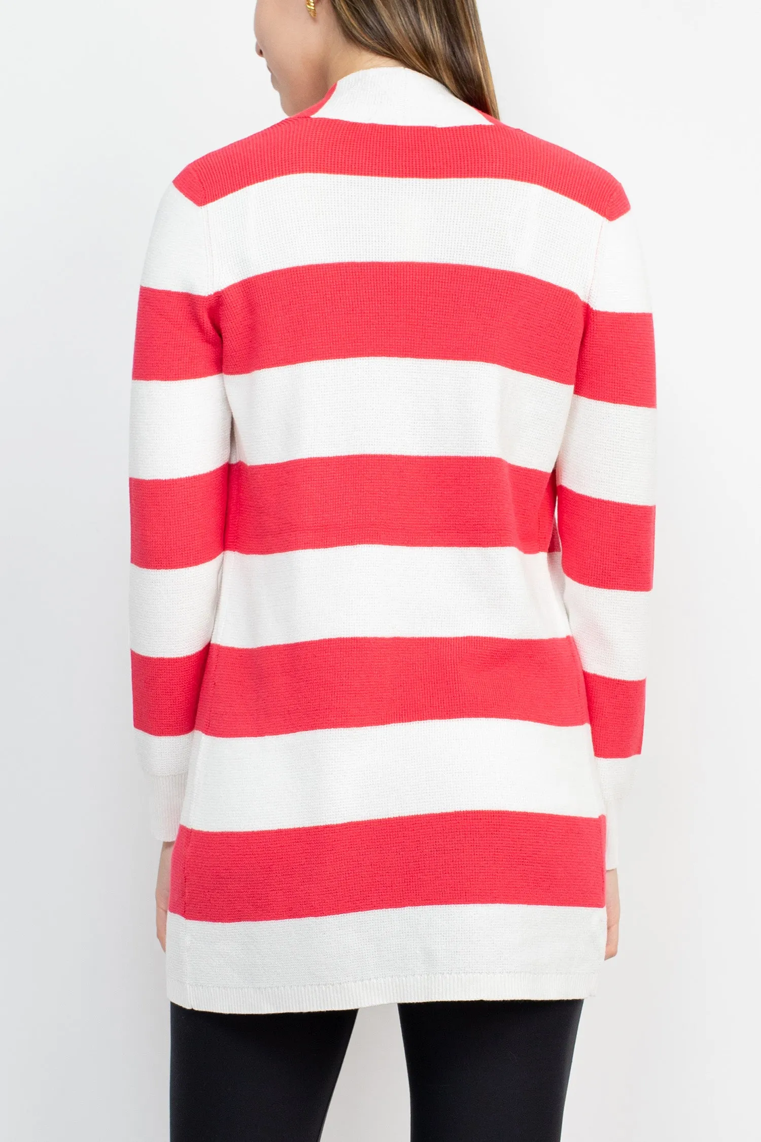 Cyrus Open Front Long Sleeve Stripe Pattern Knit Jacket