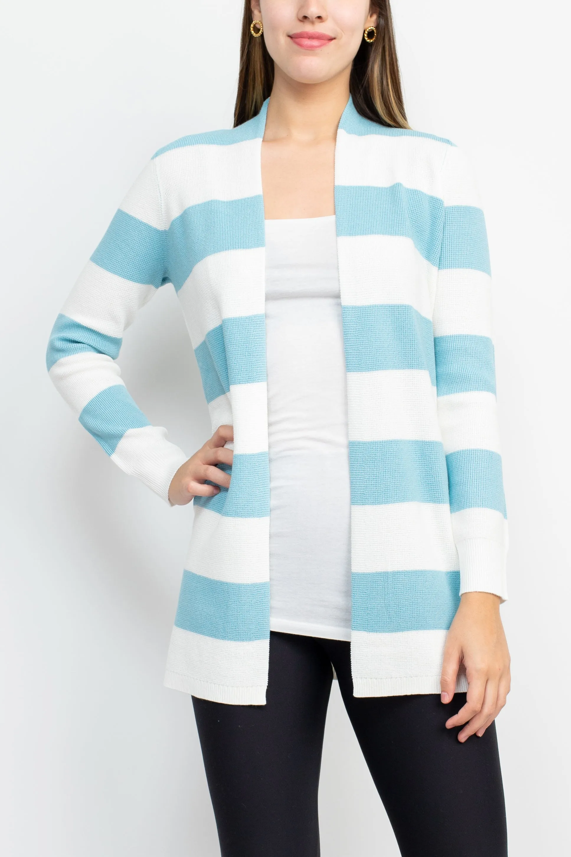 Cyrus Open Front Long Sleeve Stripe Pattern Knit Jacket