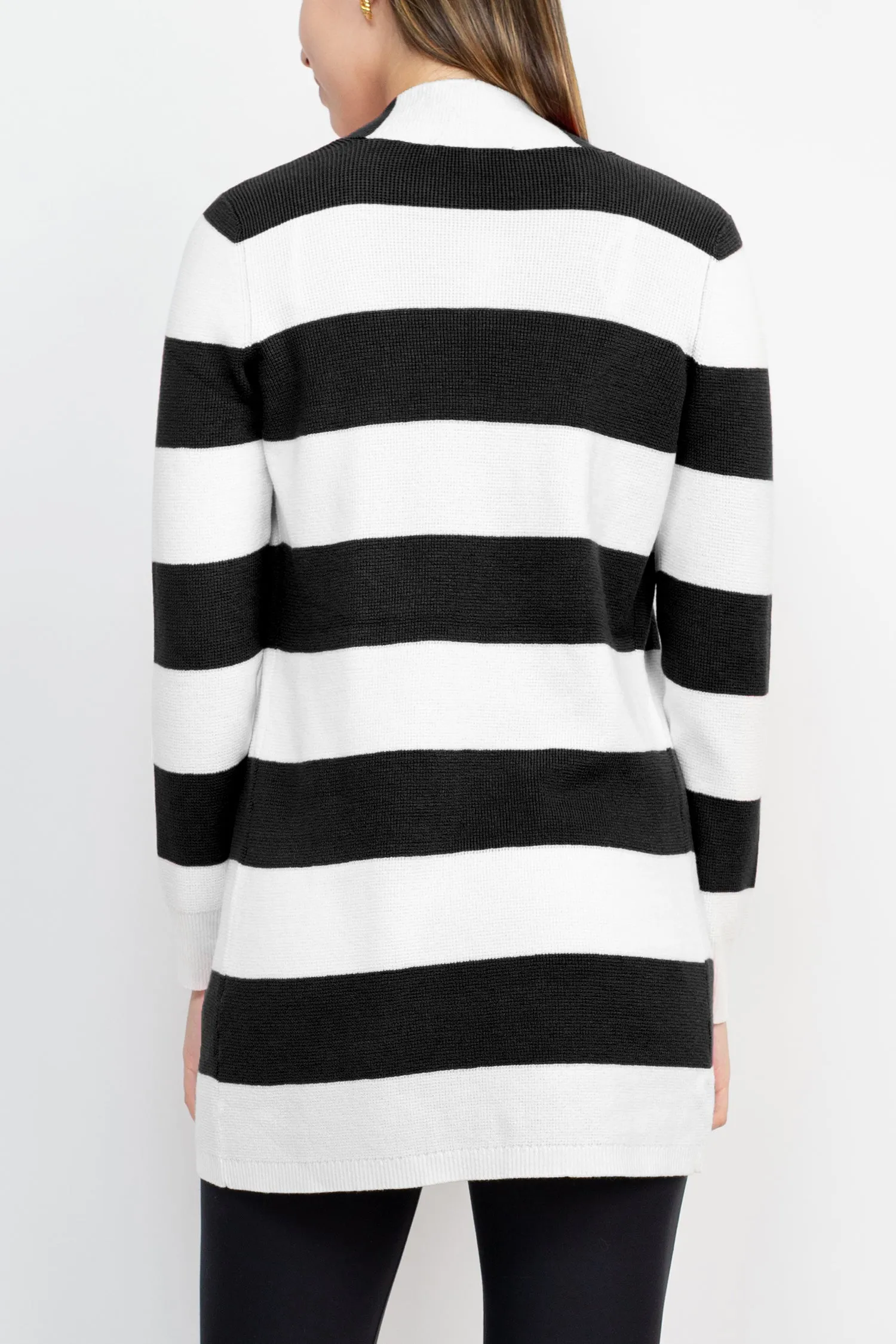 Cyrus Open Front Long Sleeve Stripe Pattern Knit Jacket
