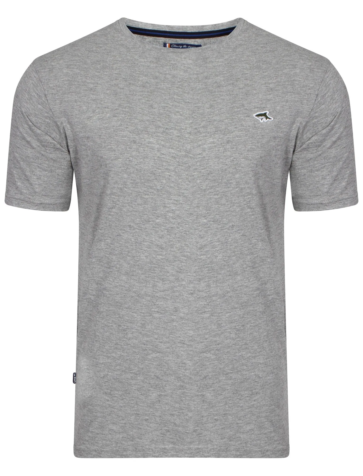 Darsham Crew Neck T-Shirt in Light Grey Marl - Le Shark