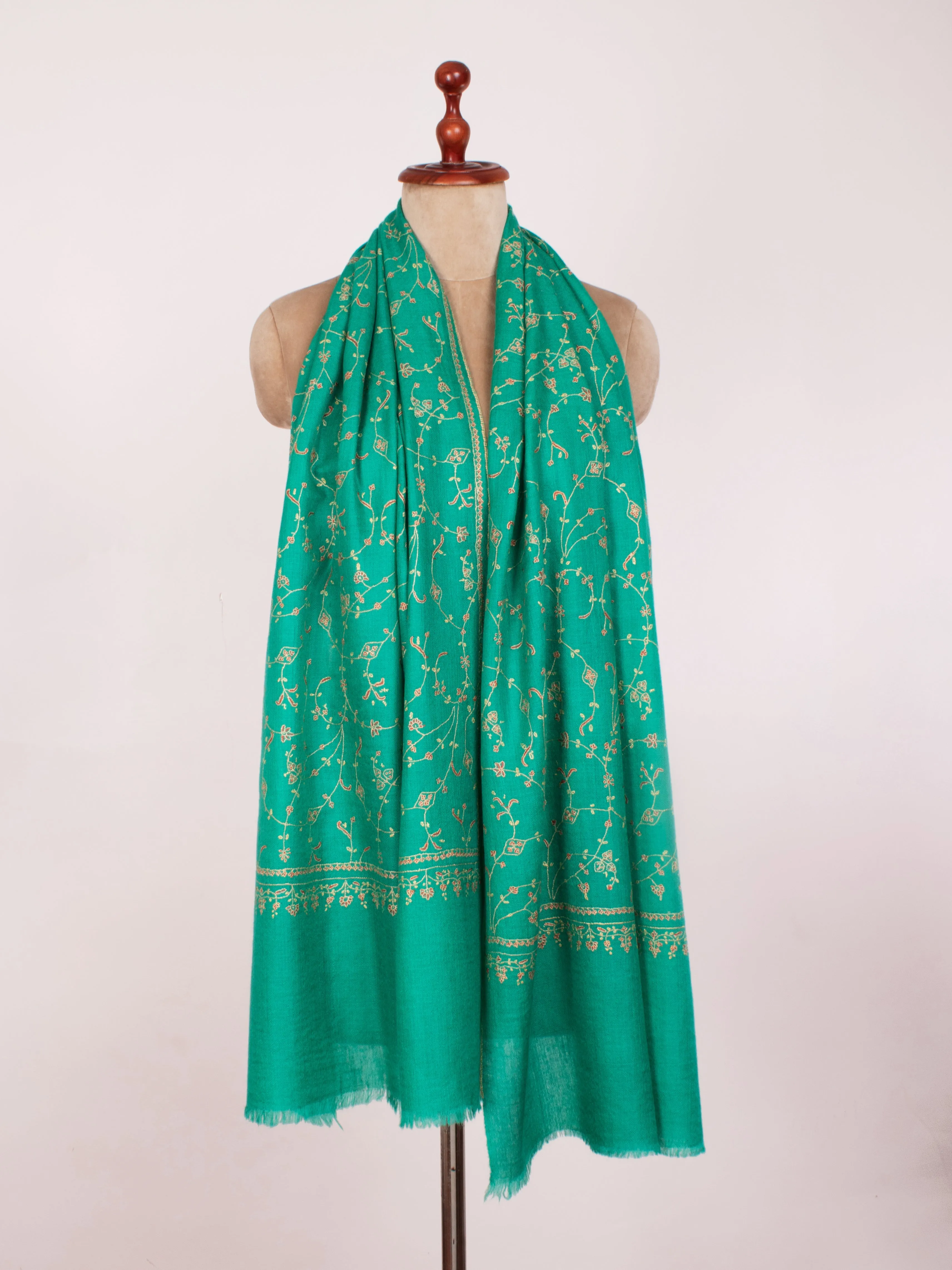 Green Embroidered Indian Cashmere Scarf