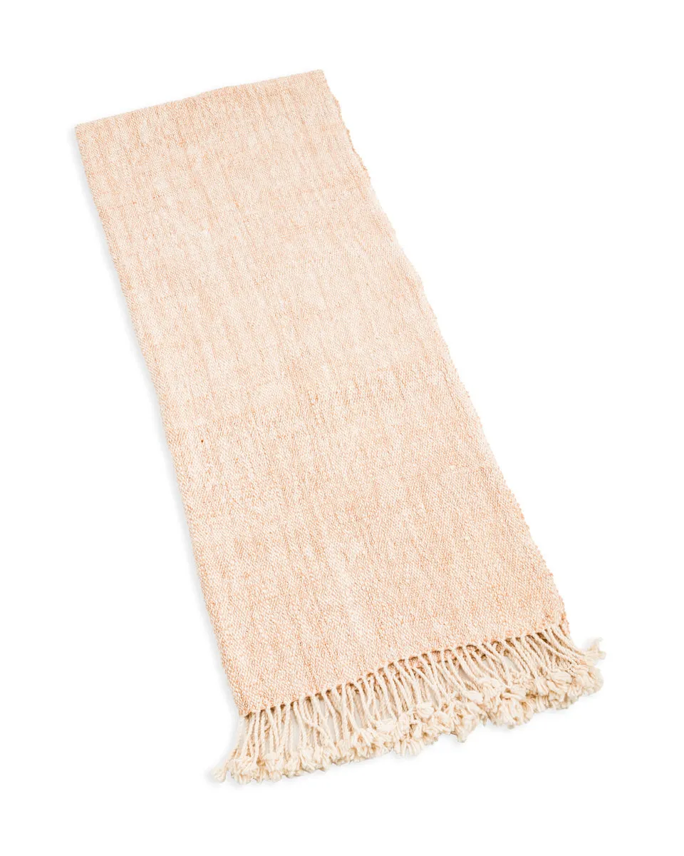 Handwoven Cotton Throw - White / Brown Large