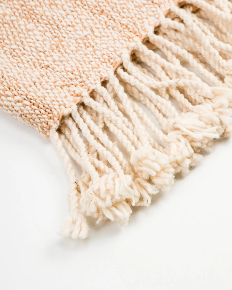 Handwoven Cotton Throw - White / Brown Large