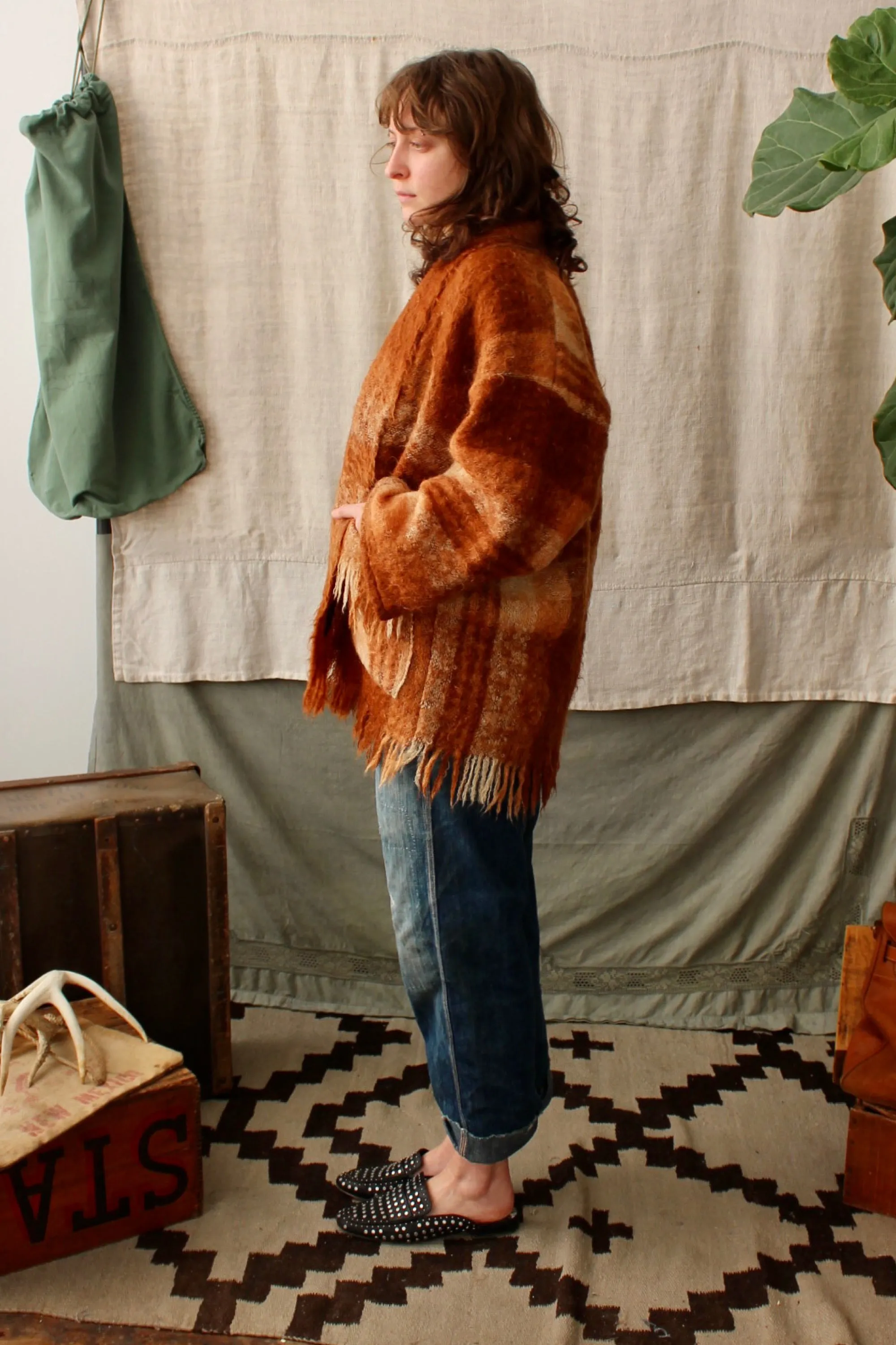 HF 158 The Highlands Foundry Heritage Rust Mohair Blanket Coat
