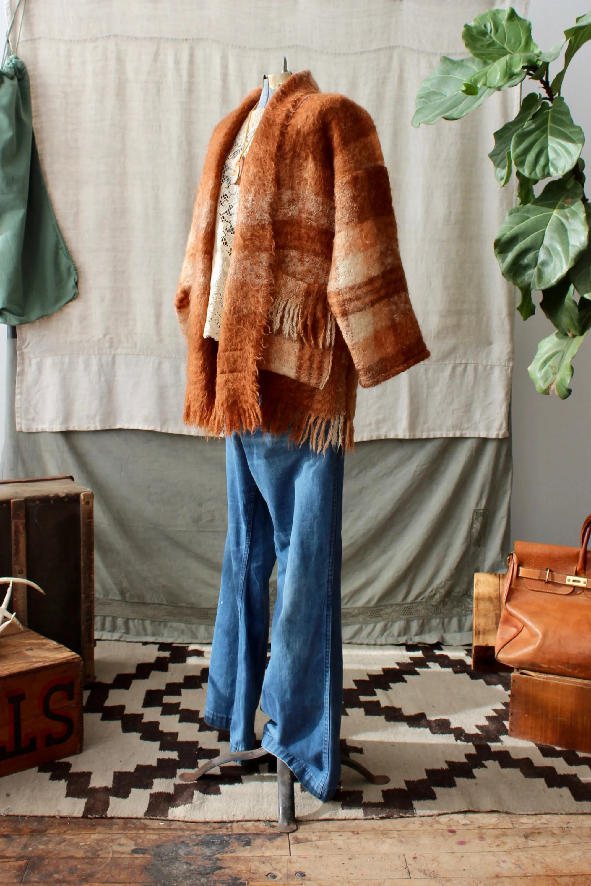 HF 158 The Highlands Foundry Heritage Rust Mohair Blanket Coat