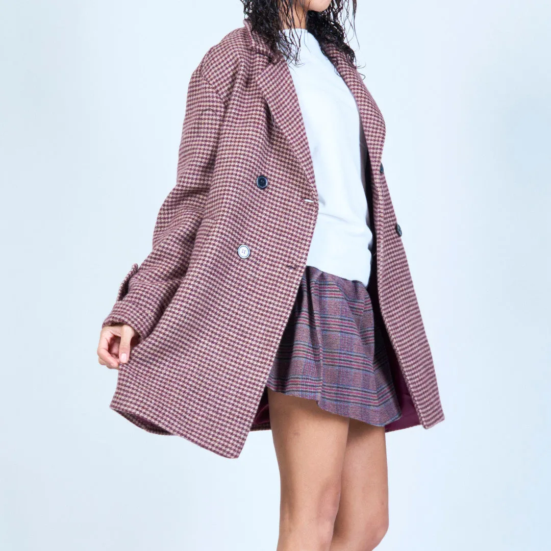 Houndstooth double-breasted wool coat wholesale