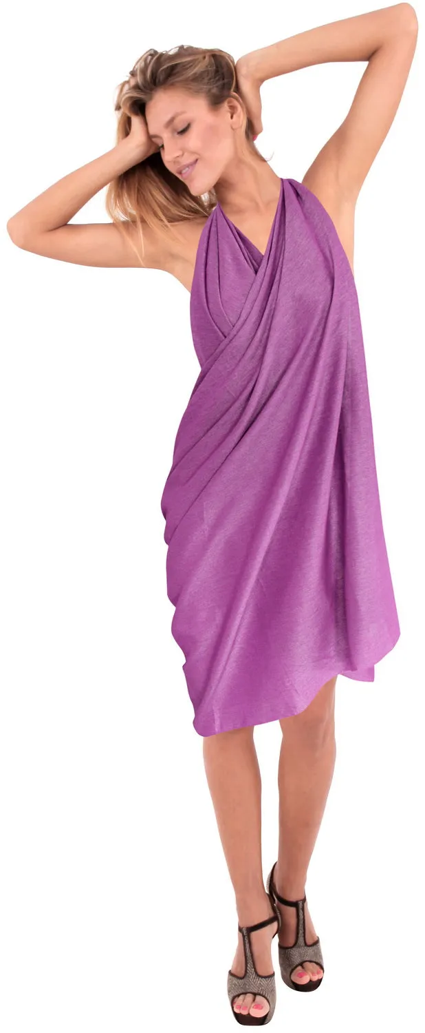 LA LEELA Women Swimwear Pareo Sarong Bikini Coverups Wrap One Size  Violet_D746