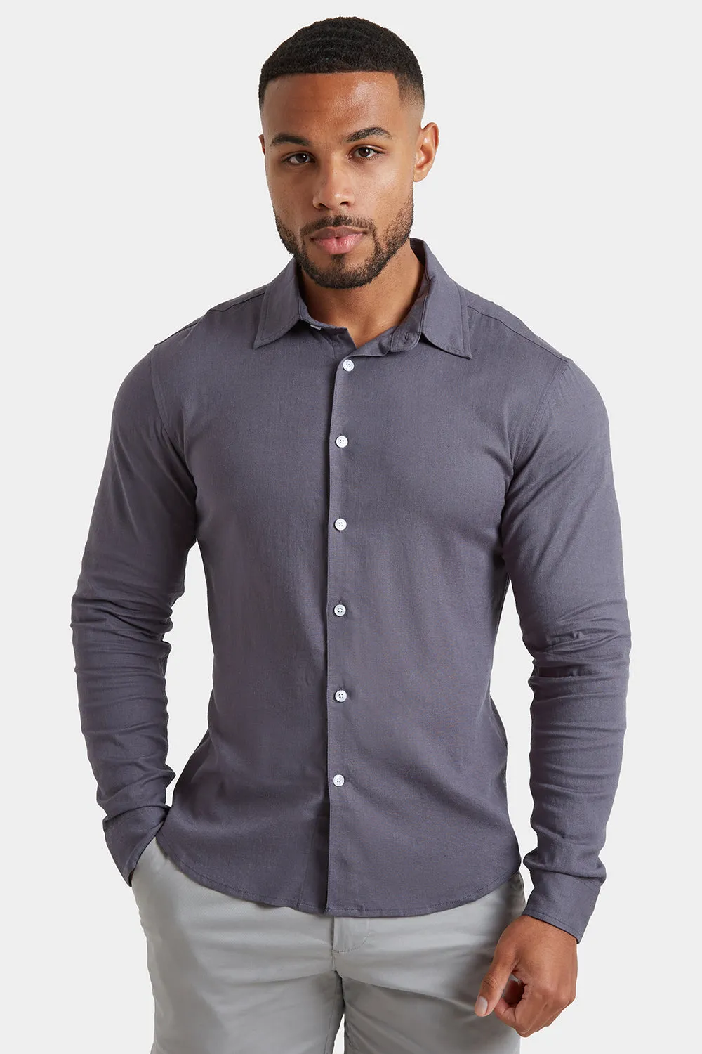 Linen Blend Shirt in Denim