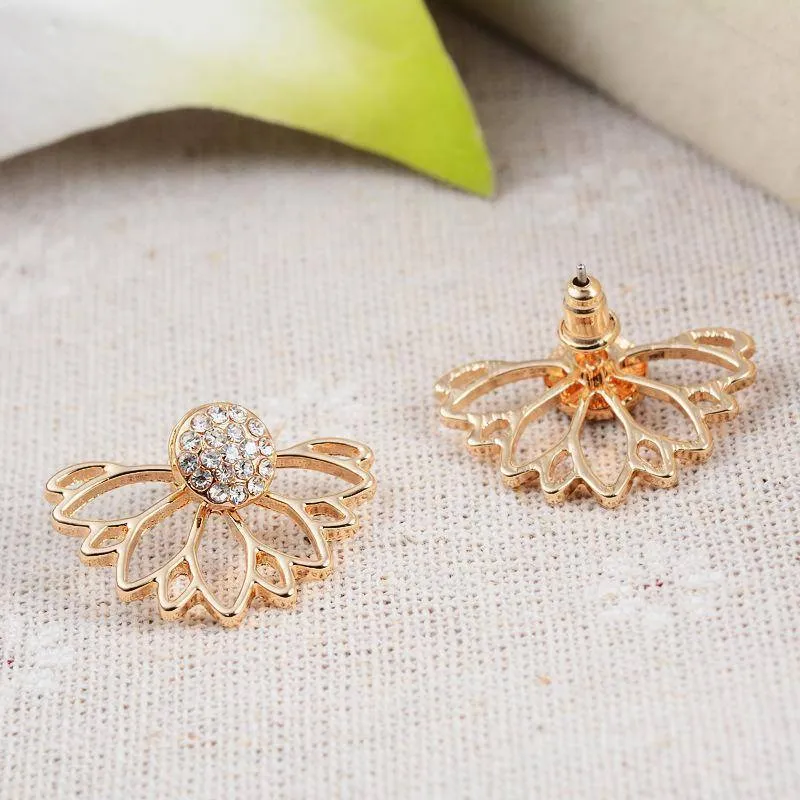 Lotus Flower Crystal Stud Earrings & Jacket