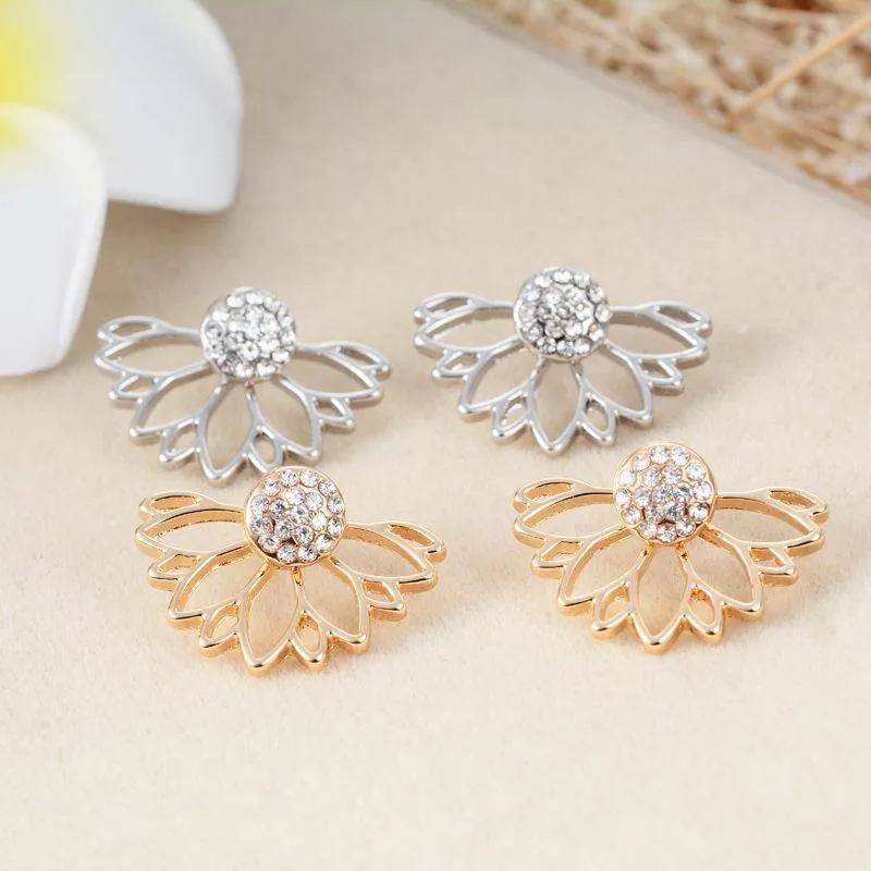 Lotus Flower Crystal Stud Earrings & Jacket