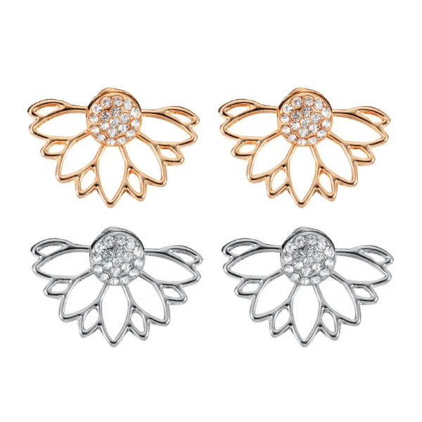 Lotus Flower Crystal Stud Earrings & Jacket
