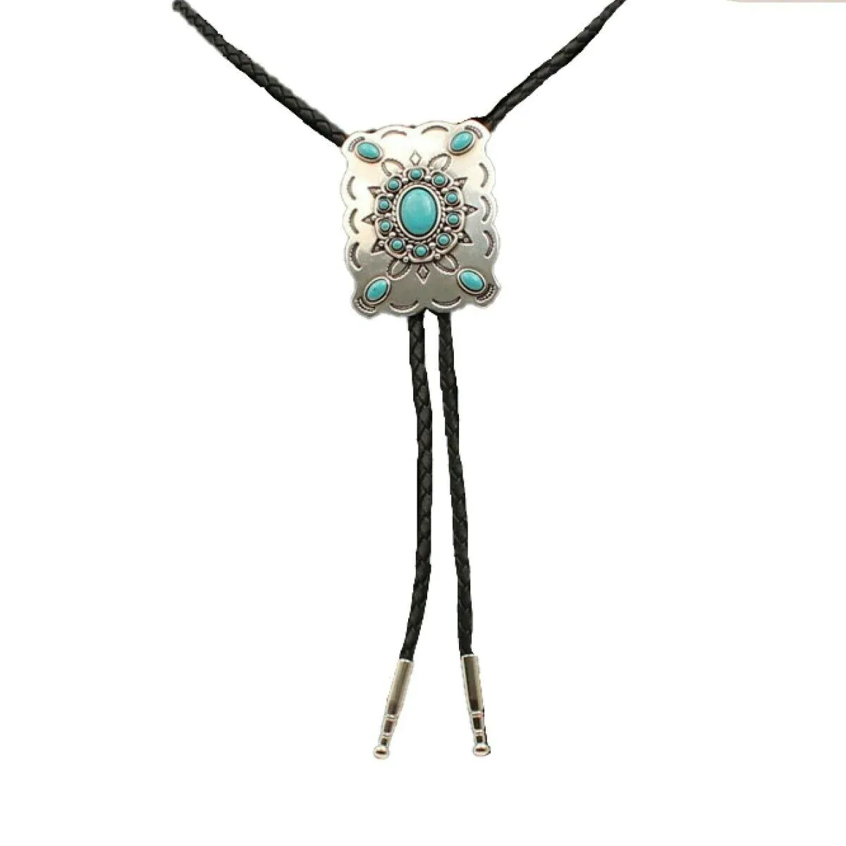 M&F Women´s Western Rectangle & Turquoise Slide Bolo Tie