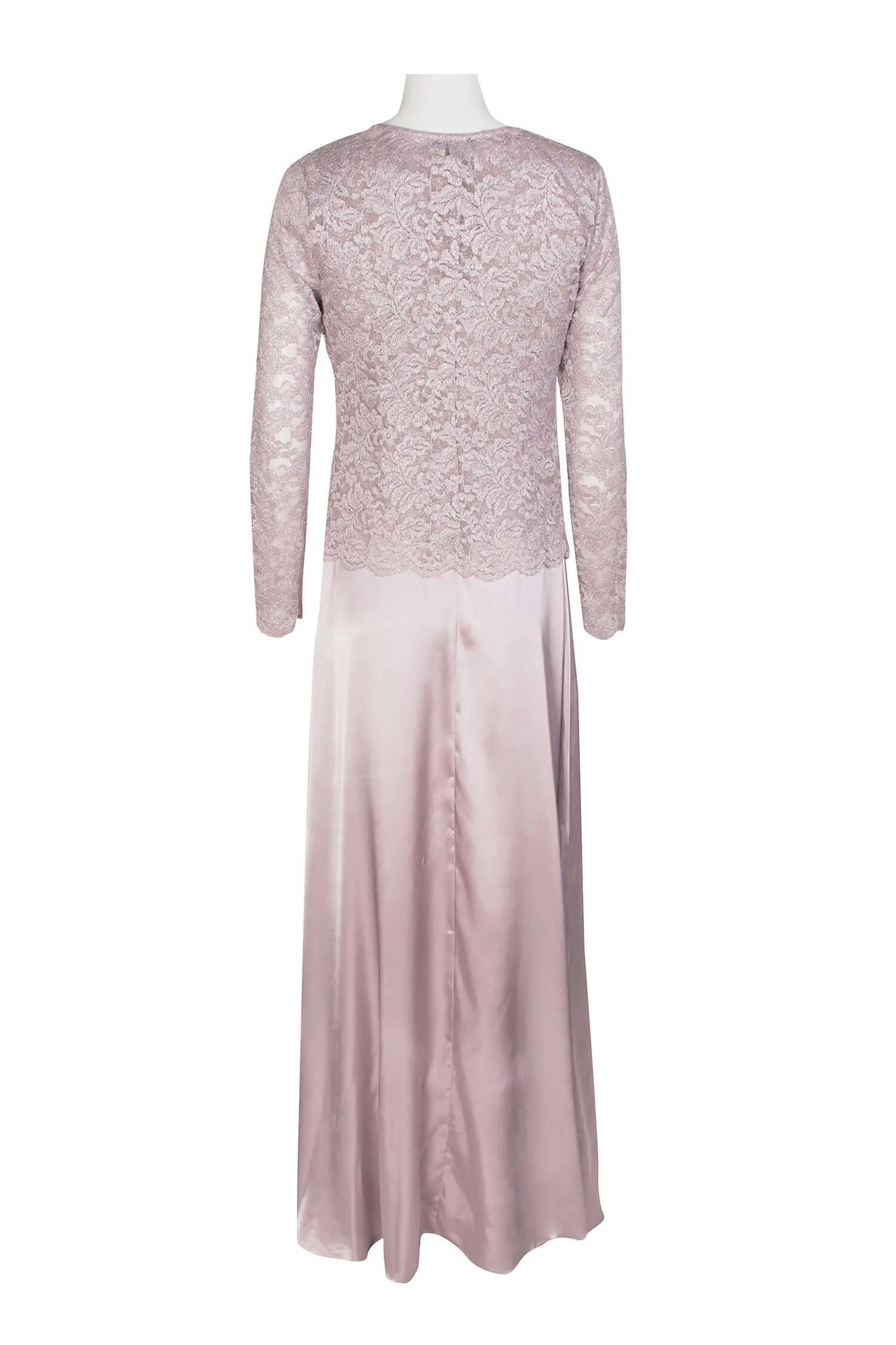 Marina Crew Neck Sleeveless Embroidered Top Zipper Back Solid Satin Dress with Jacket 2 Piece Set
