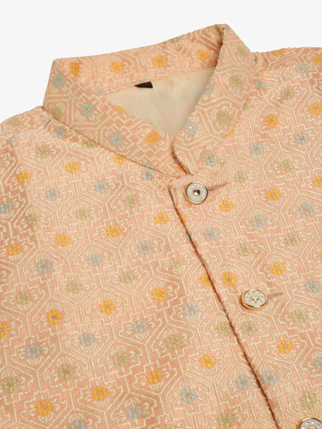 Men Pink Embroidered Nehru Jacket