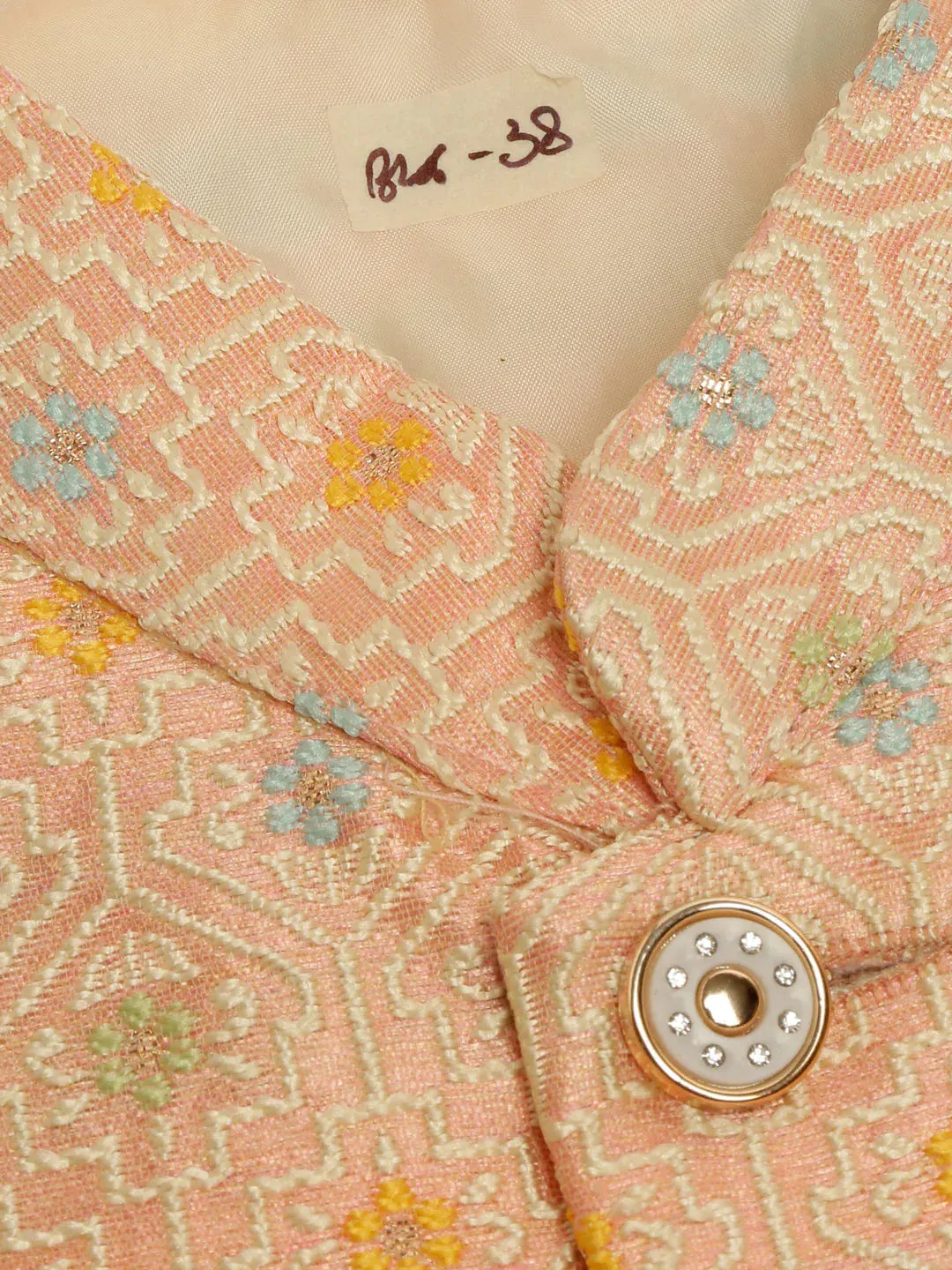 Men Pink Embroidered Nehru Jacket