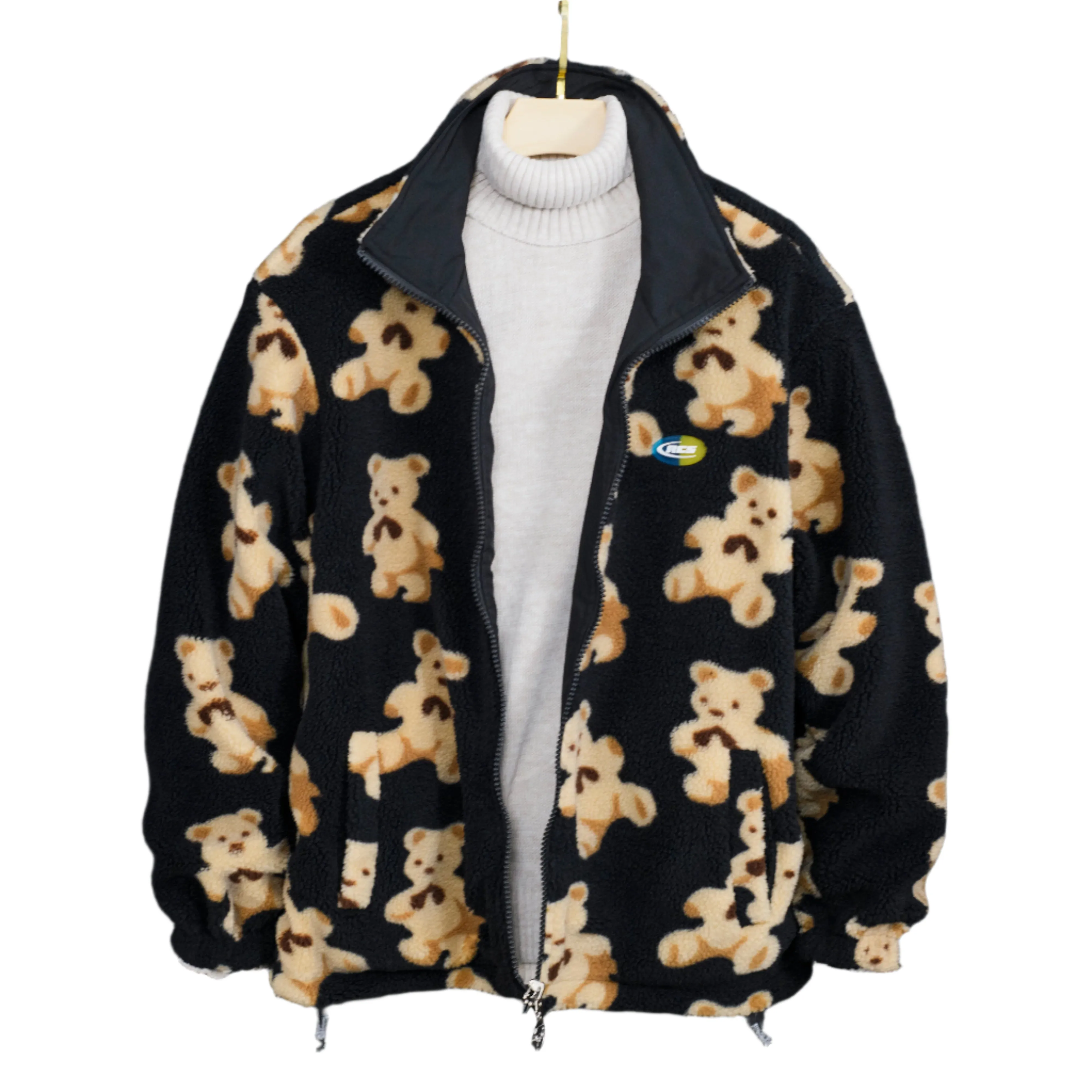 Men Teddy Bear Fleece Fluffy Winter Reversible Jacket Only.