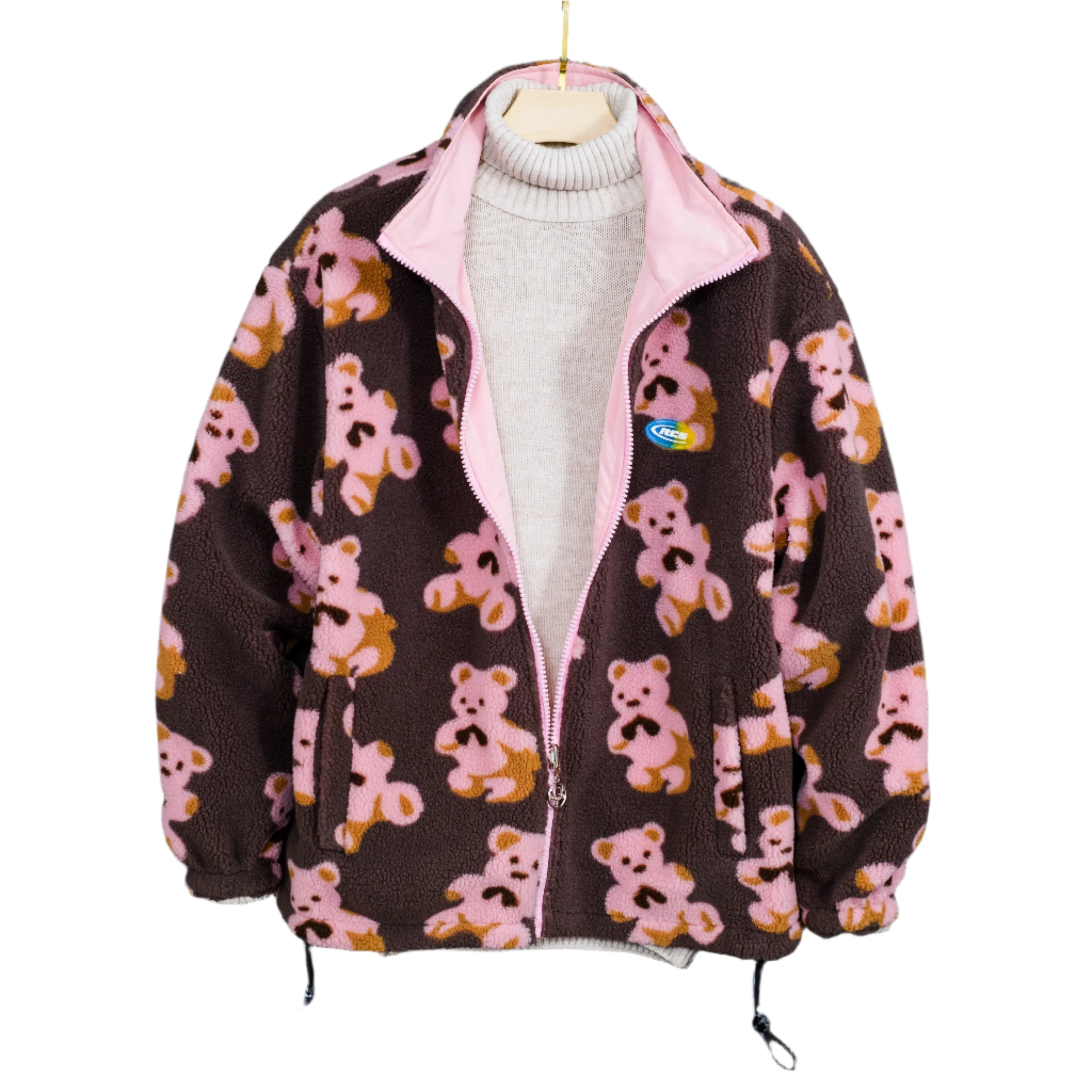Men Teddy Bear Fleece Fluffy Winter Reversible Jacket Only.