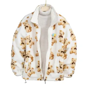 Men Teddy Bear Fleece Fluffy Winter Reversible Jacket Only.
