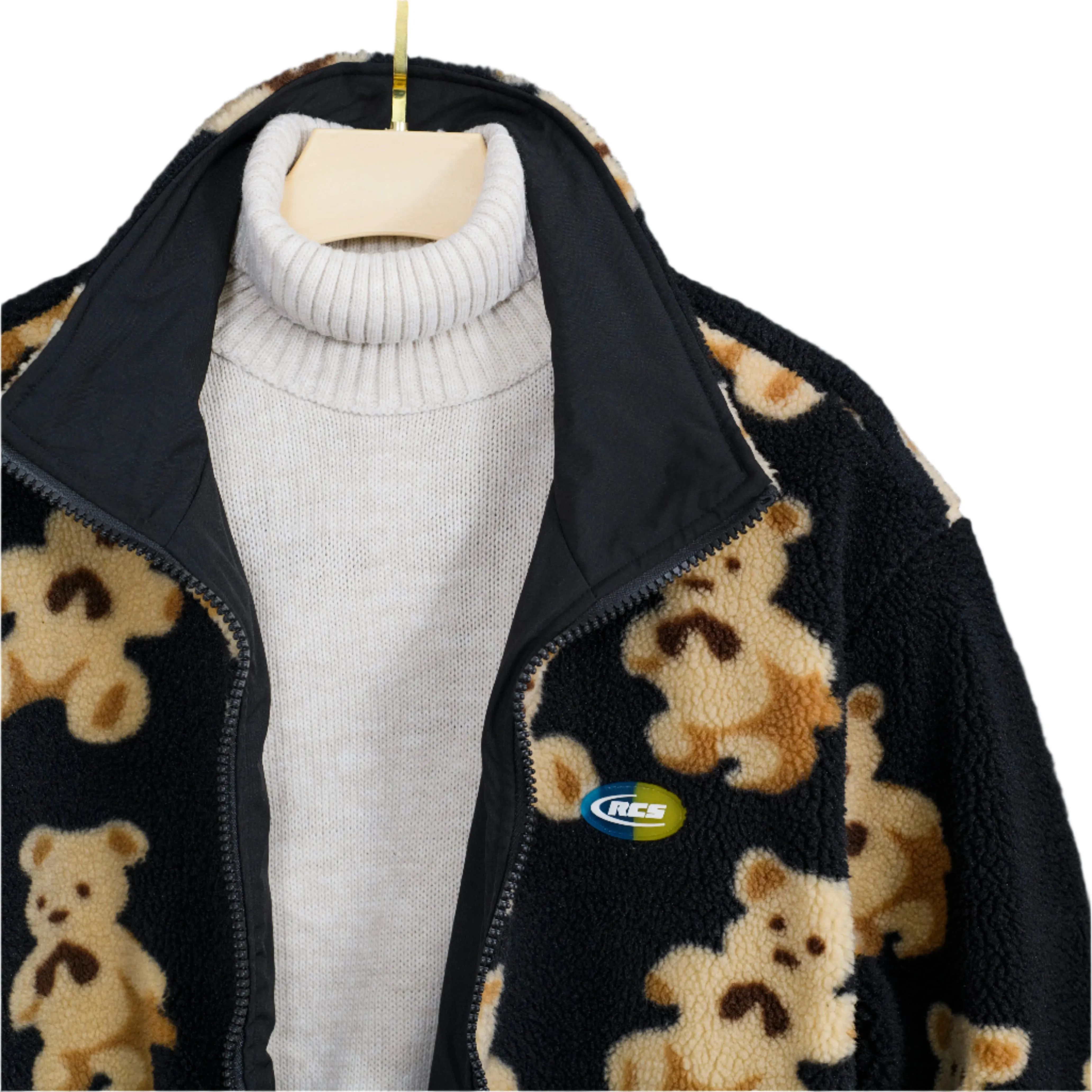 Men Teddy Bear Fleece Fluffy Winter Reversible Jacket Only.