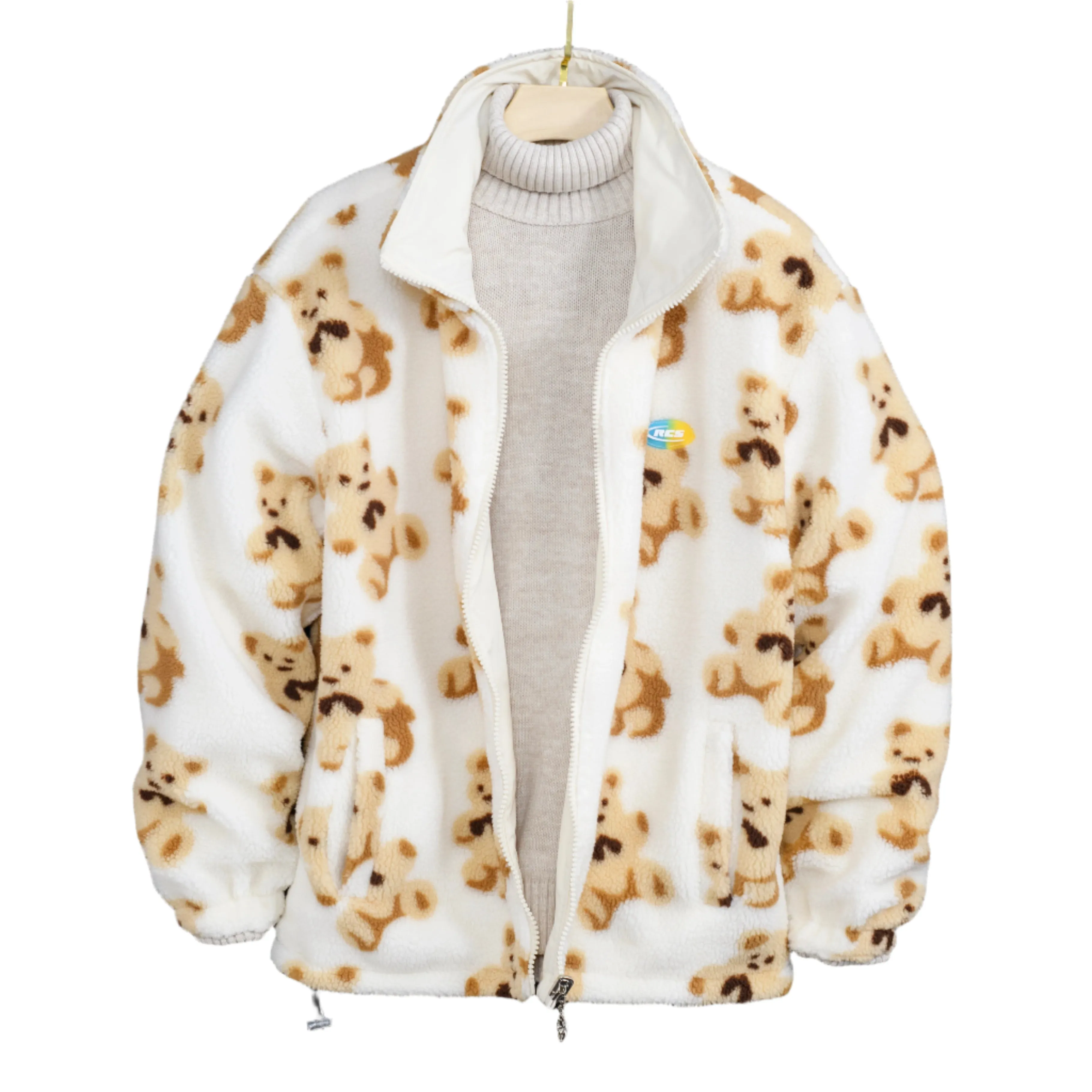 Men Teddy Bear Fleece Fluffy Winter Reversible Jacket Only.
