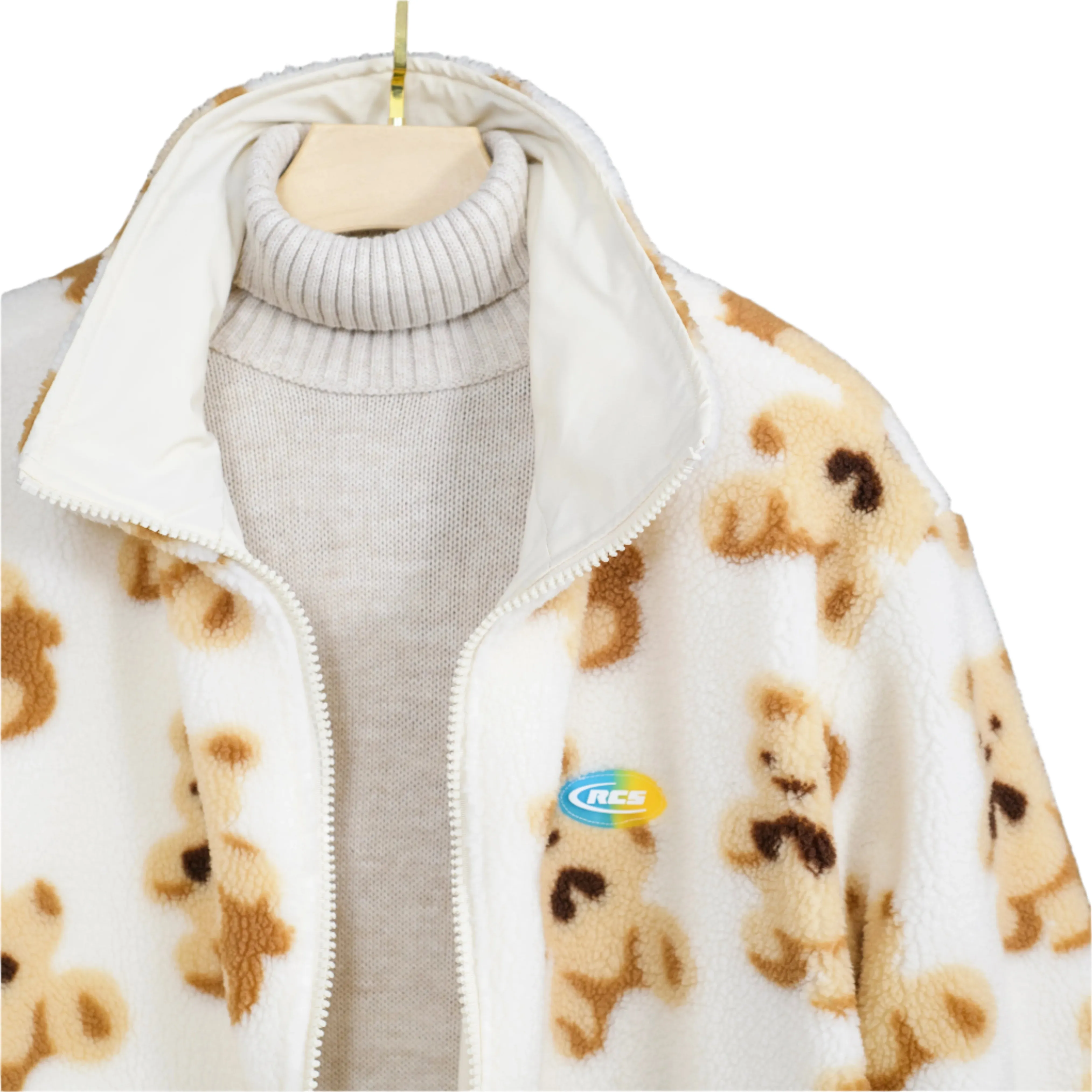 Men Teddy Bear Fleece Fluffy Winter Reversible Jacket Only.