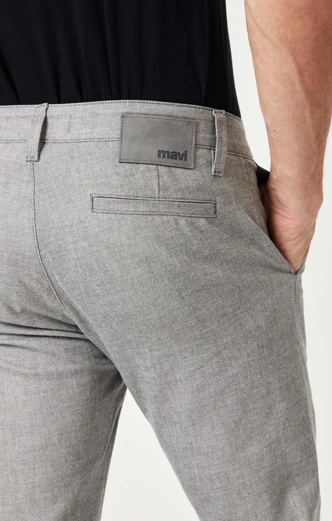 MILTON SLIM STRAIGHT CHINO IN DARK GREY LINEN