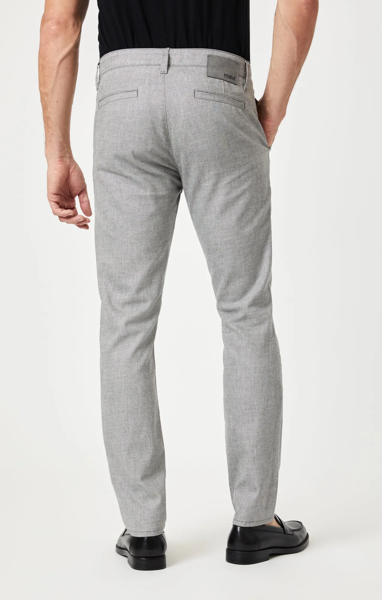 MILTON SLIM STRAIGHT CHINO IN DARK GREY LINEN
