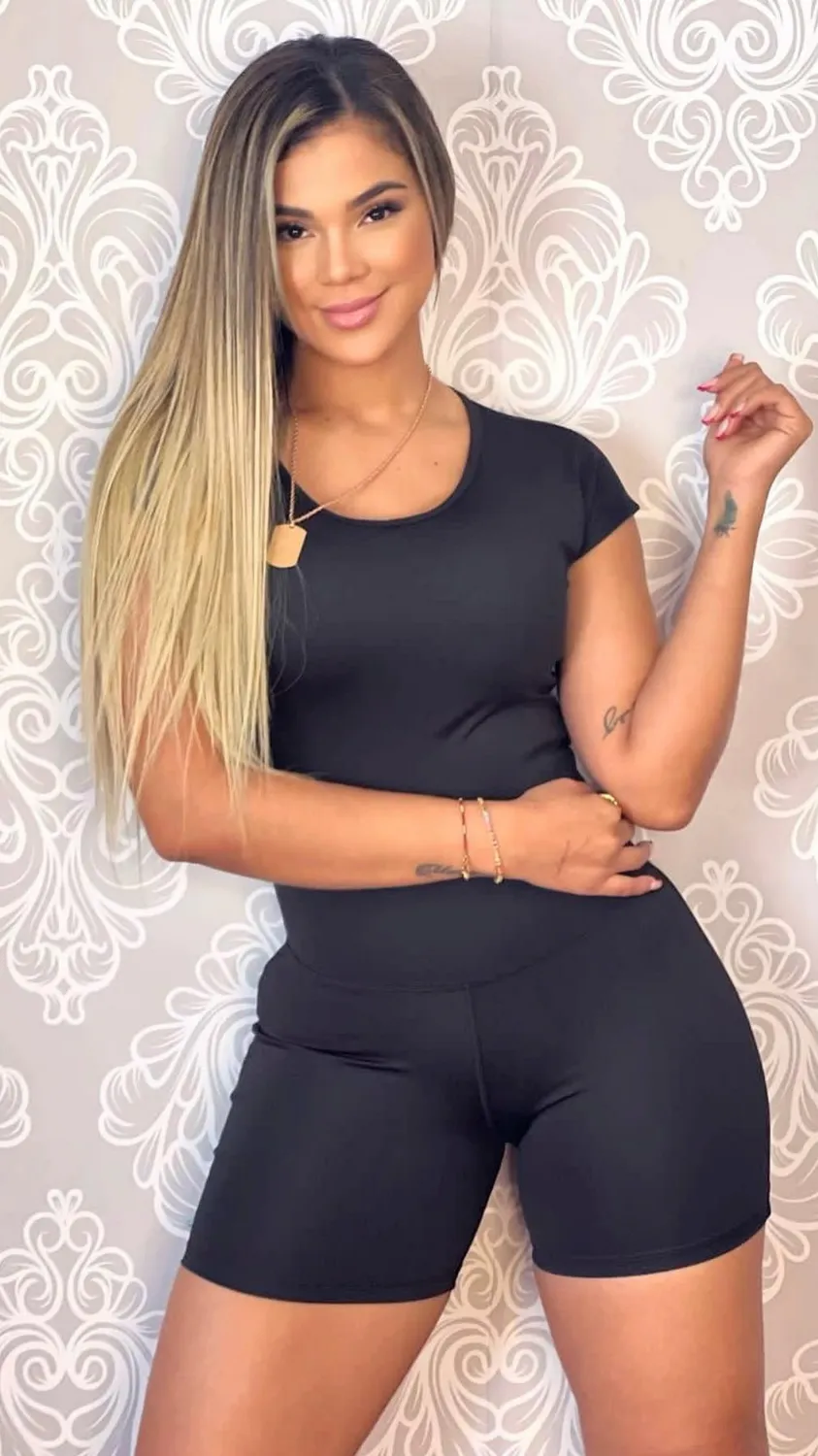 One Piece Black Short Jumpsuit