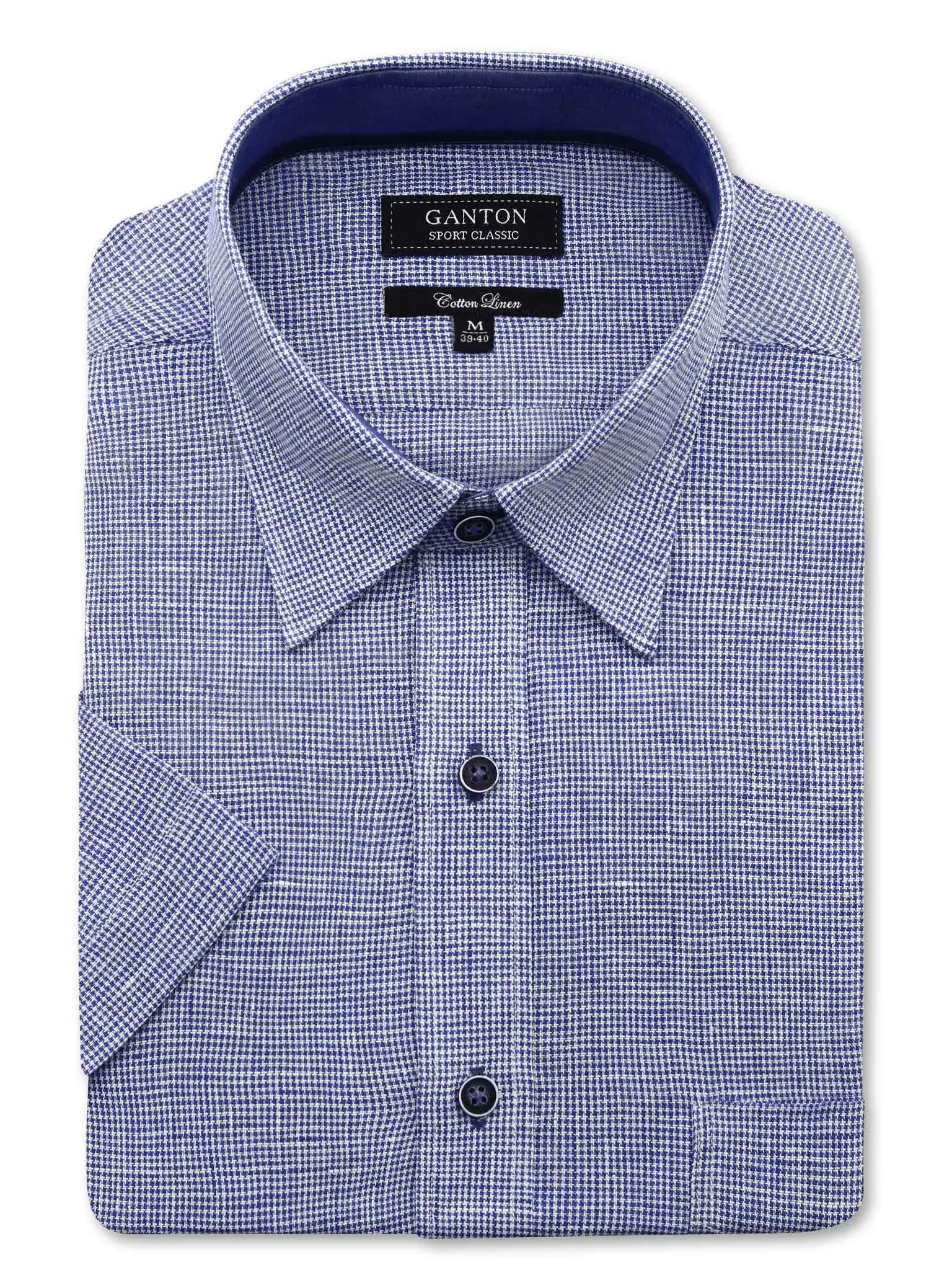 Peak Collar, Short Sleeve, 32mm Placket, Contrast Yoke & Band