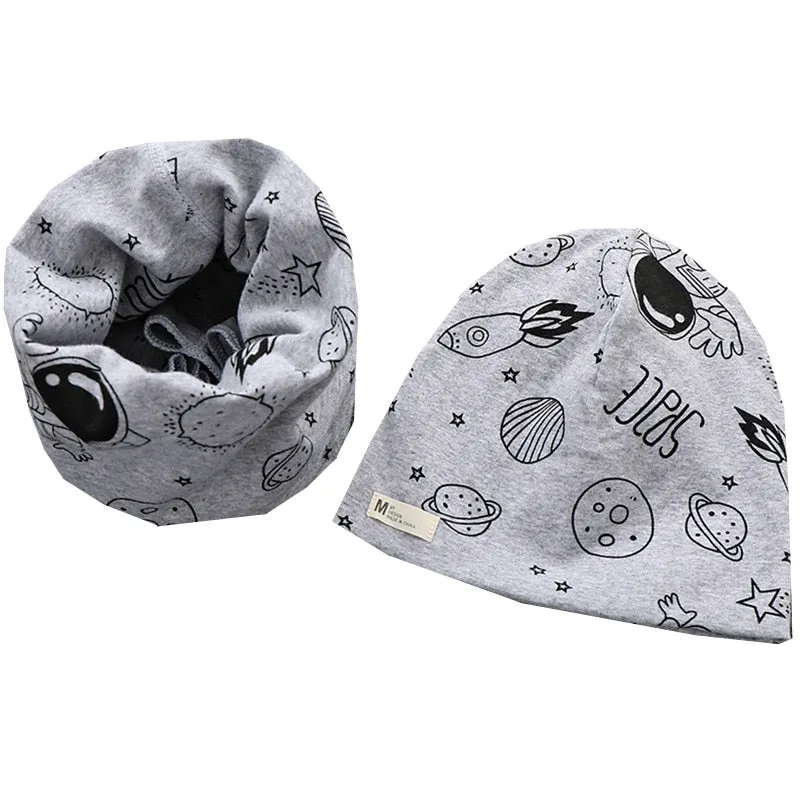 Plush Children Hat Scarf Set Baby Girls Head Cover Autumn Warm Child Neck Collar Kids Beanies Sets Cotton Baby Hat Scarf