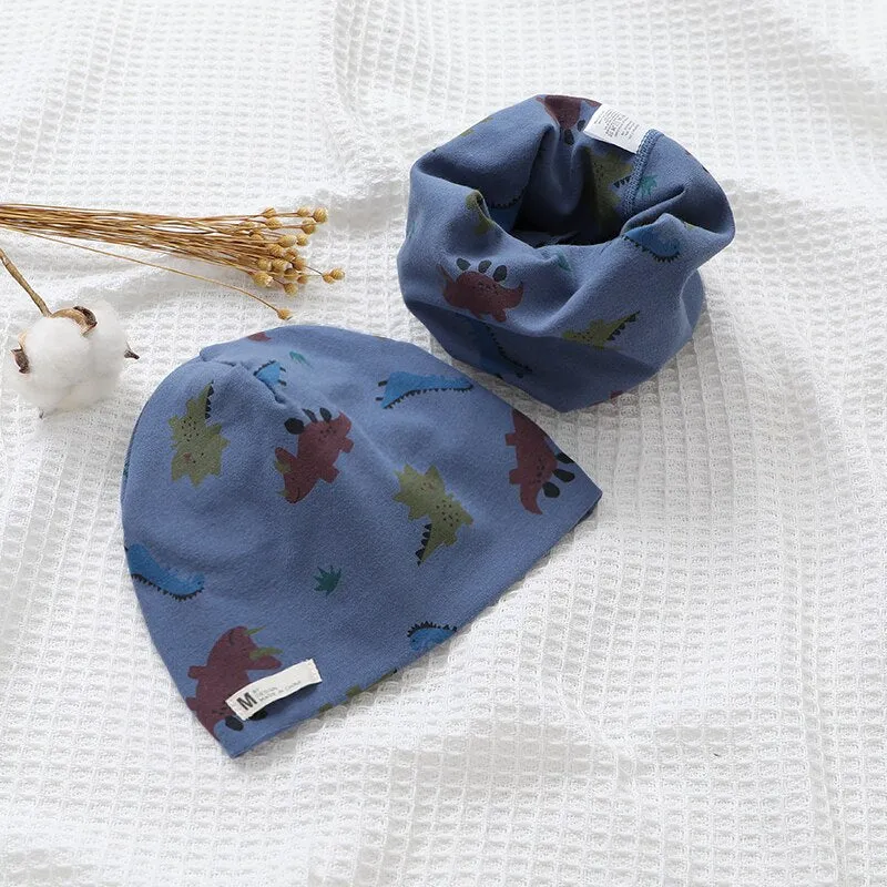 Plush Children Hat Scarf Set Baby Girls Head Cover Autumn Warm Child Neck Collar Kids Beanies Sets Cotton Baby Hat Scarf