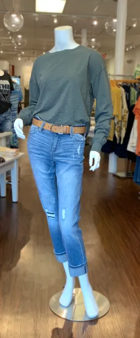 Raw Edge Long Sleeve Tee