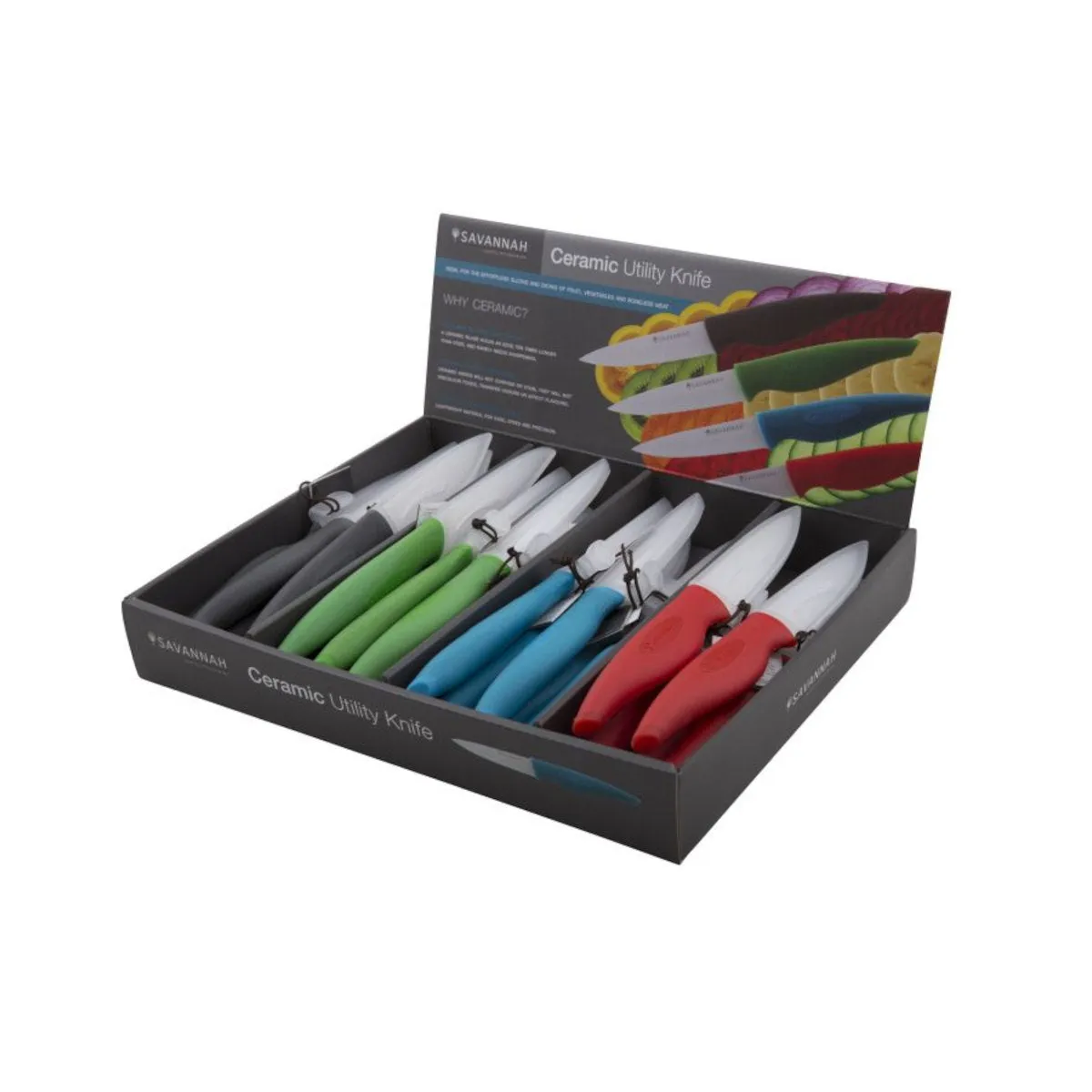 Savannah Ceramic Utility Knife & Sheath Assorted Colours