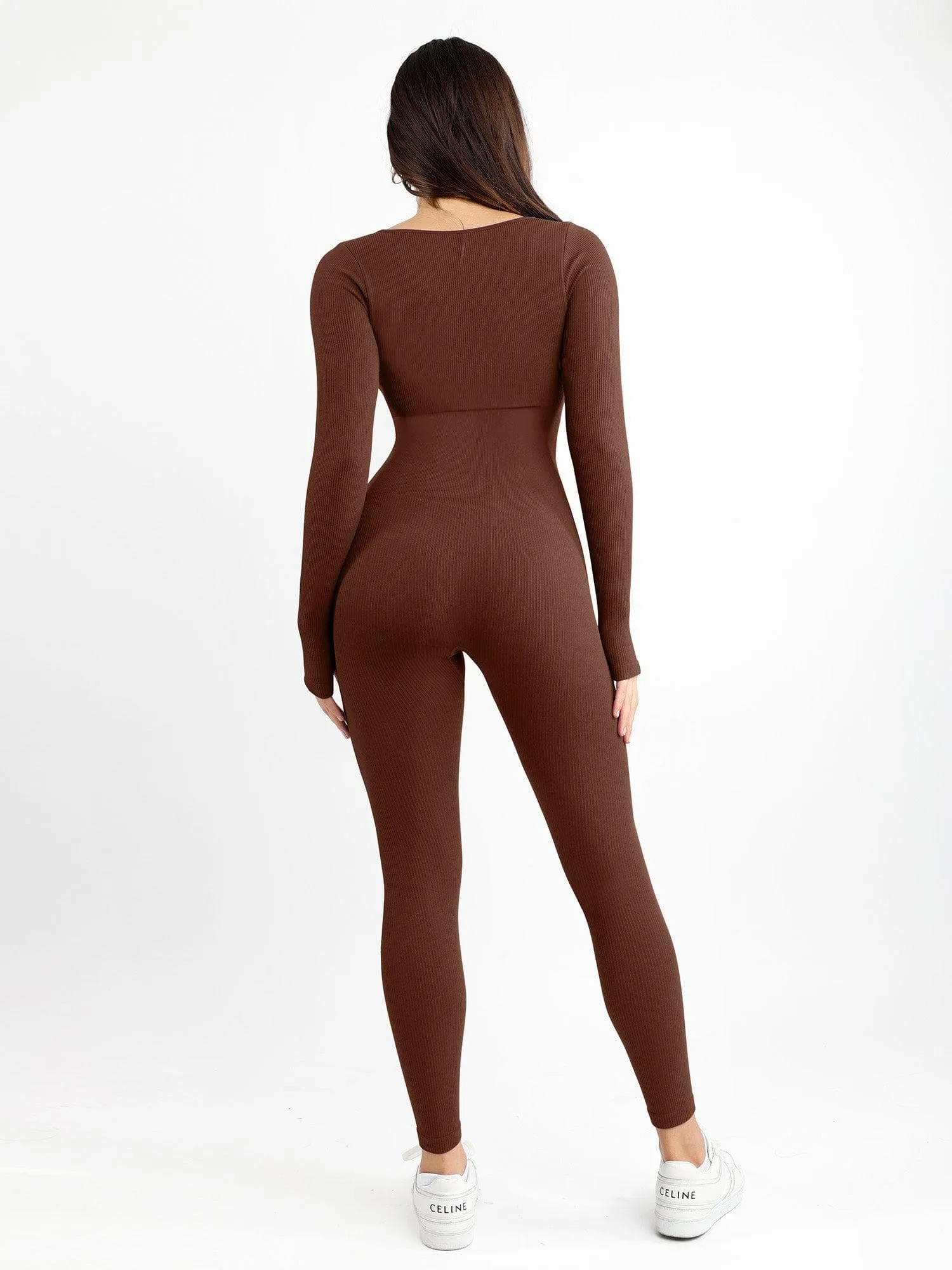 Shapewear Long Sleeve Seamless Thumb Hole Jumpsuit