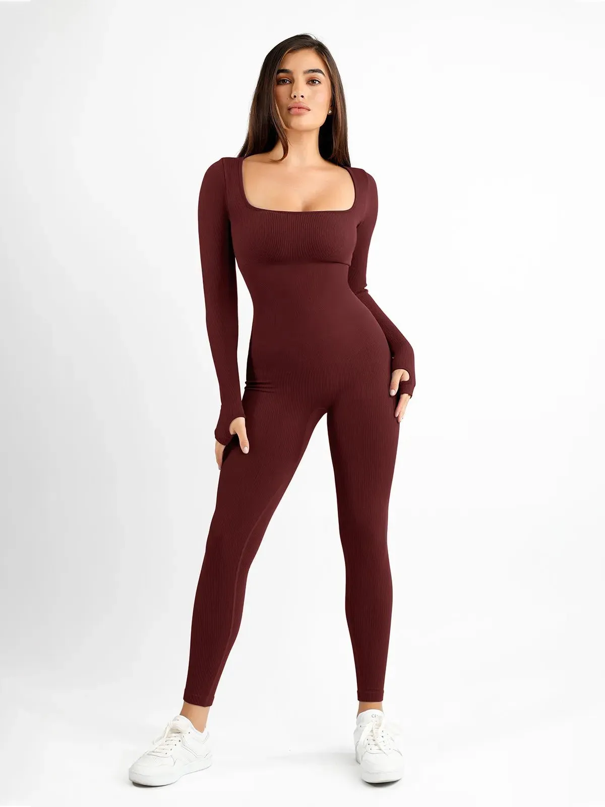 Shapewear Long Sleeve Seamless Thumb Hole Jumpsuit
