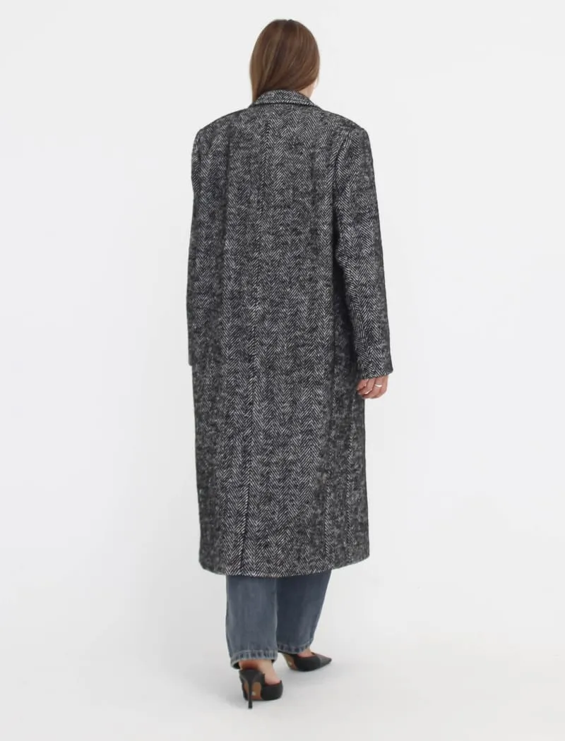 Sinatra Coat | Black Herringbone